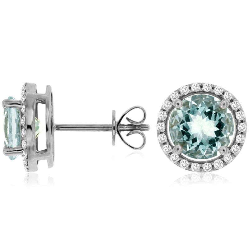 Aquamarine Halo Stud Earrings