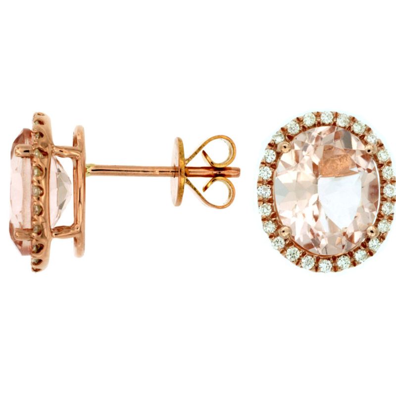 Morganite Halo Stud Earrings