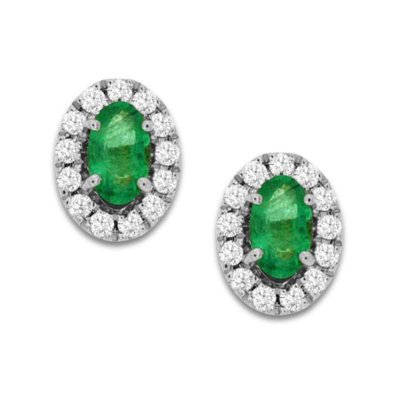 Emerald Halo Stud Earrings