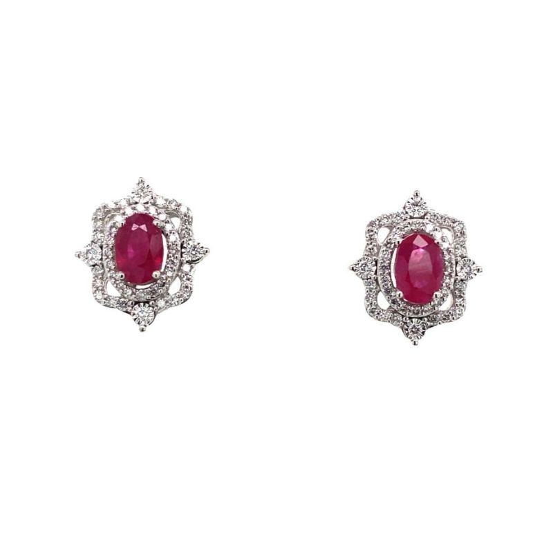 Ruby & Diamond Stud Earrings
