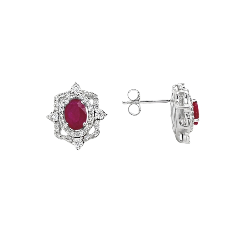 Ruby & Diamond Stud Earrings