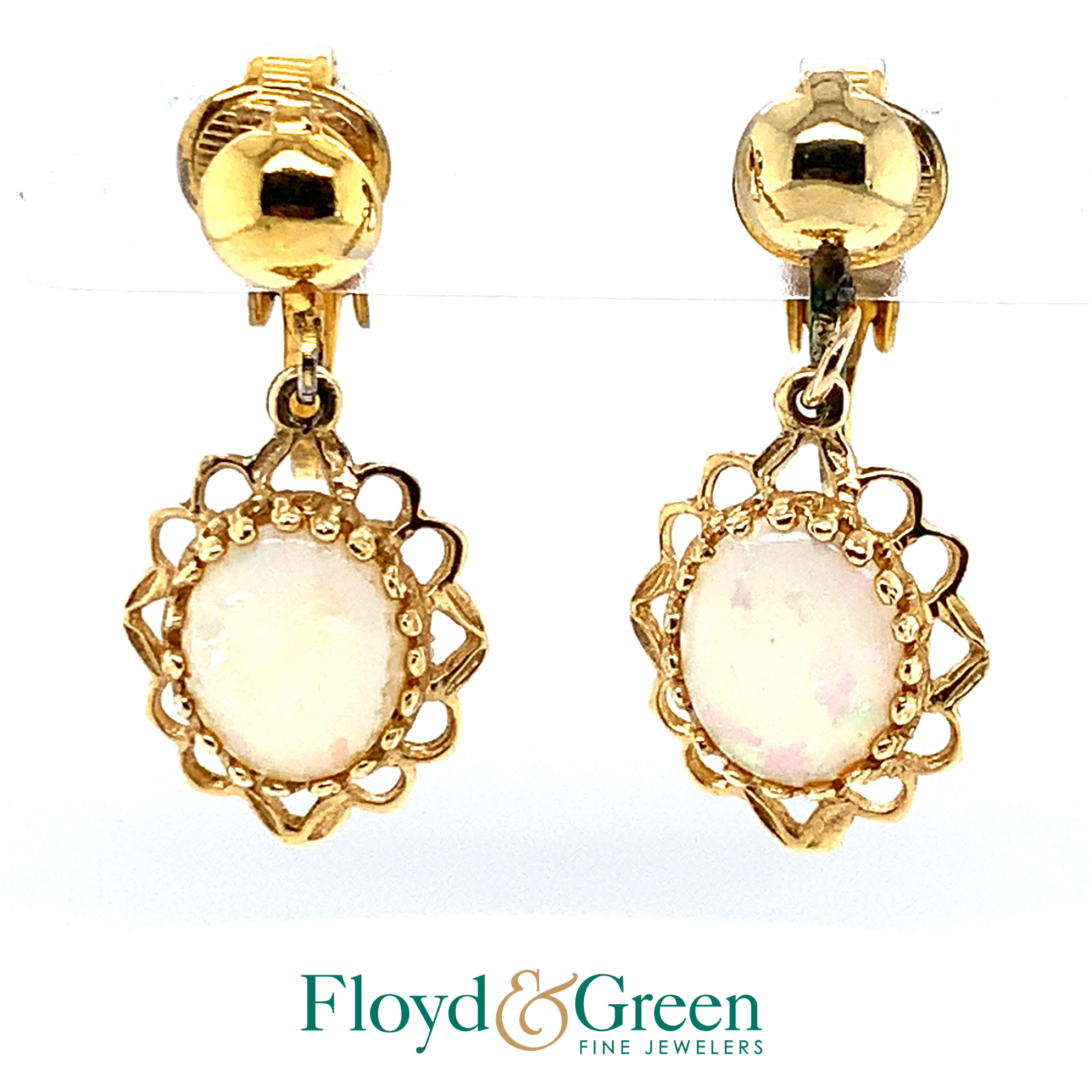 yellow dangle opal earrings