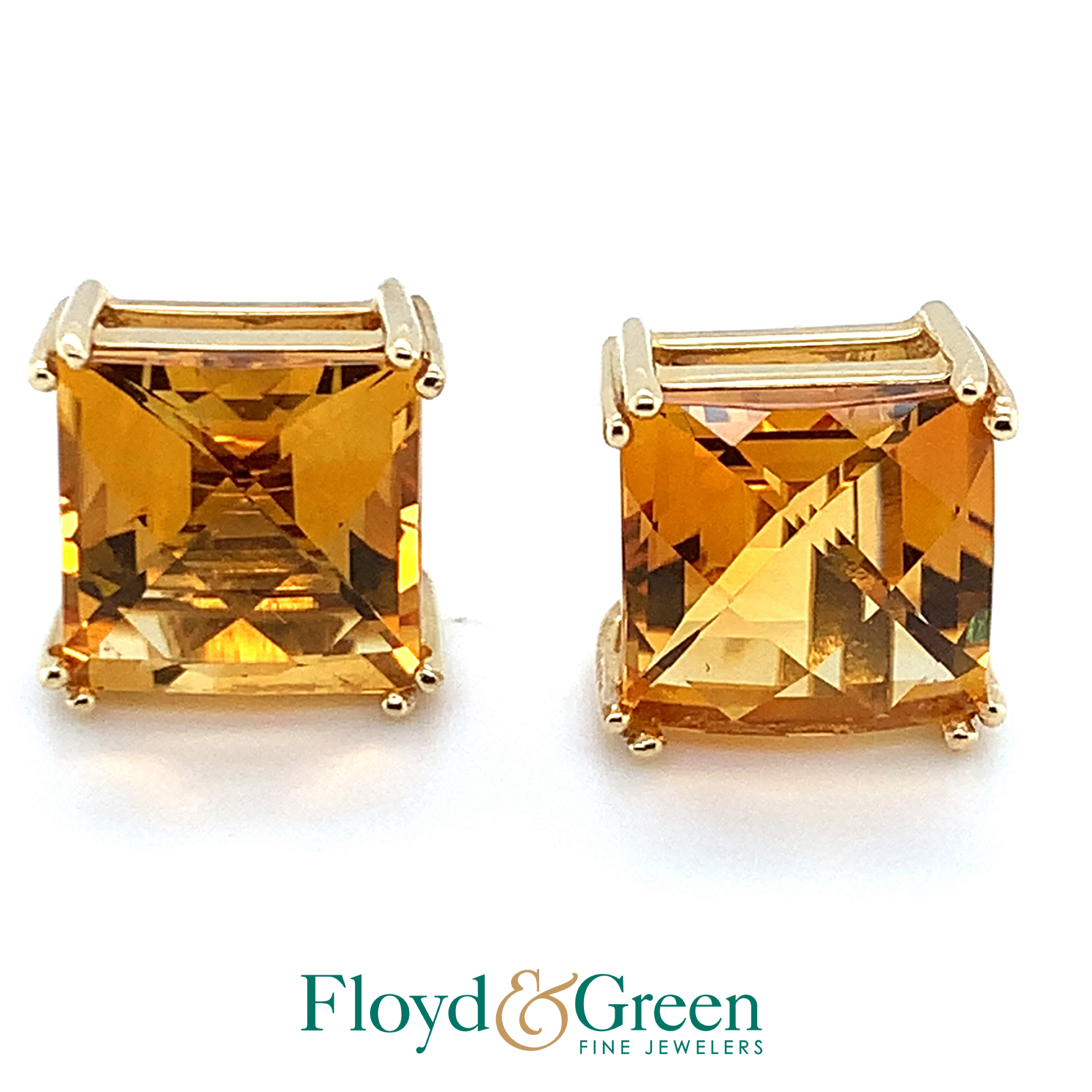 yellow square citrine earrings
