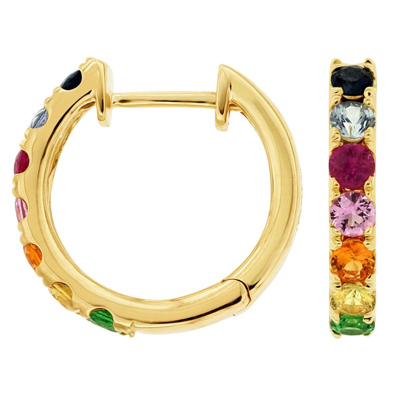 Multicolor Sapphire Small Hoop Earrings
