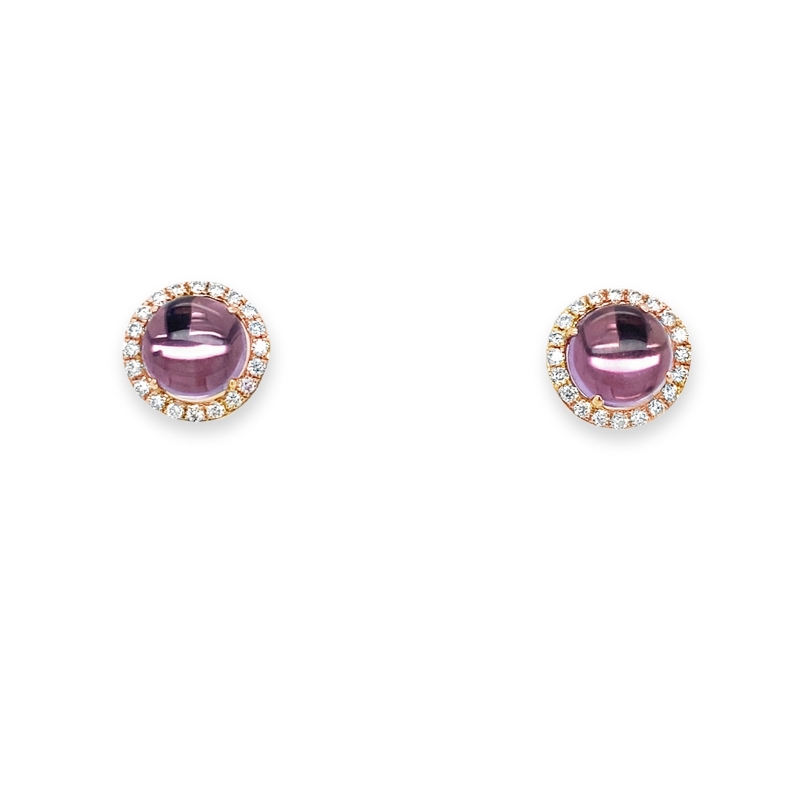 Amethyst & Diamond Stud Earrings