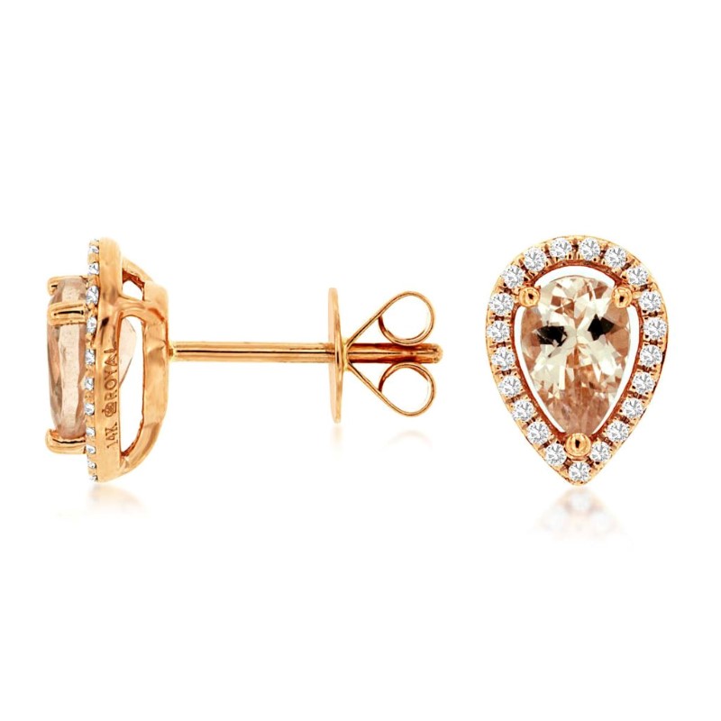 Morganite Halo Stud Earrings
