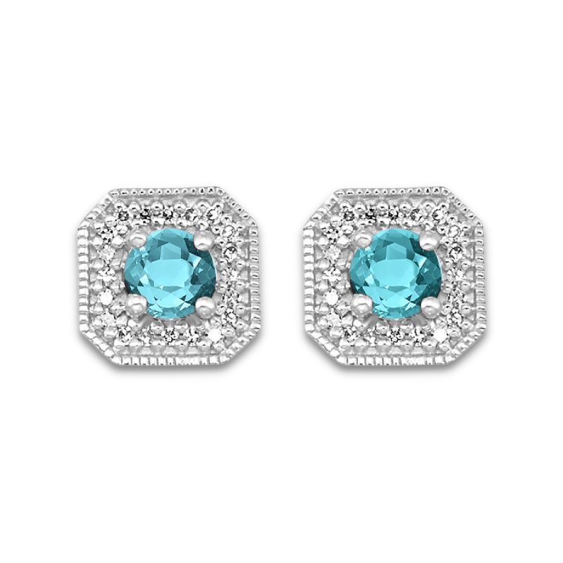 Aquamarine & Diamond Earrings
