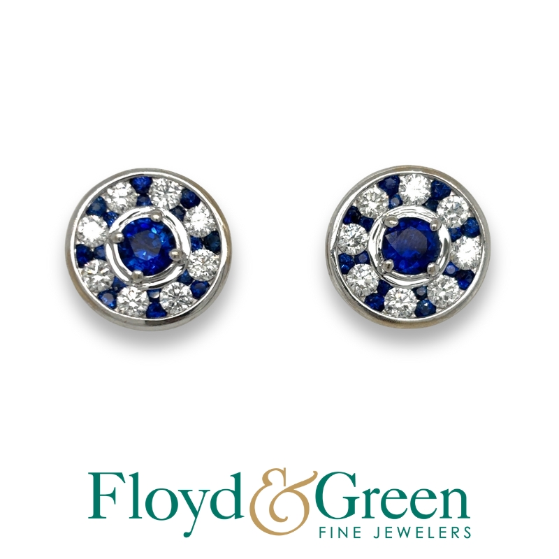 Sapphire & Diamond Stud Earrings