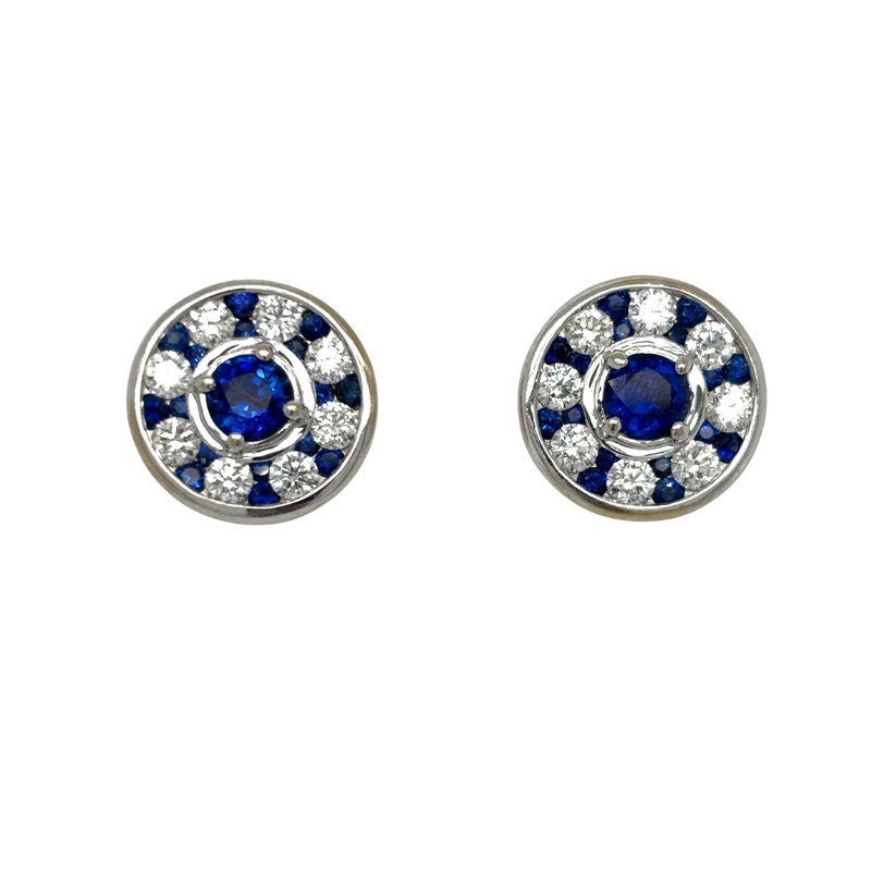 PLAT Sapphire 1.40ctw and Dia 2.20ctw Earrings