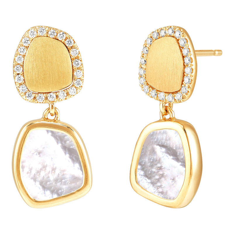 14KY Dia .26ctw & MOP Drop Earrings