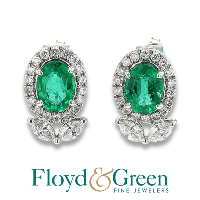 Diamond & Emerald Stud Earrings
