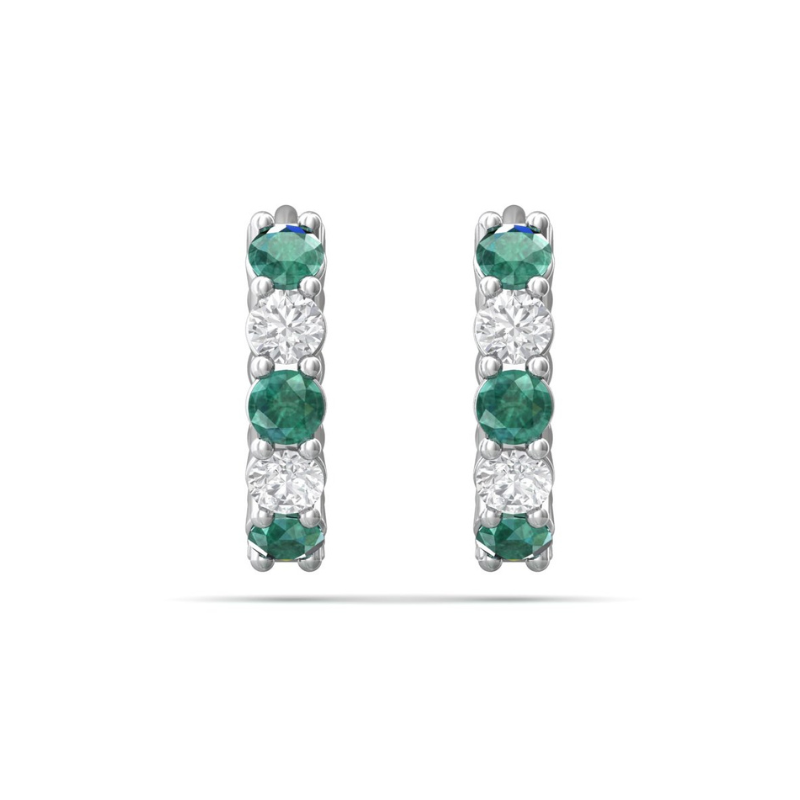 14KW Rnd Emerald .39ctw and Diamond .29ctw H-I I1 Hoop Earrings
*ESTATE*