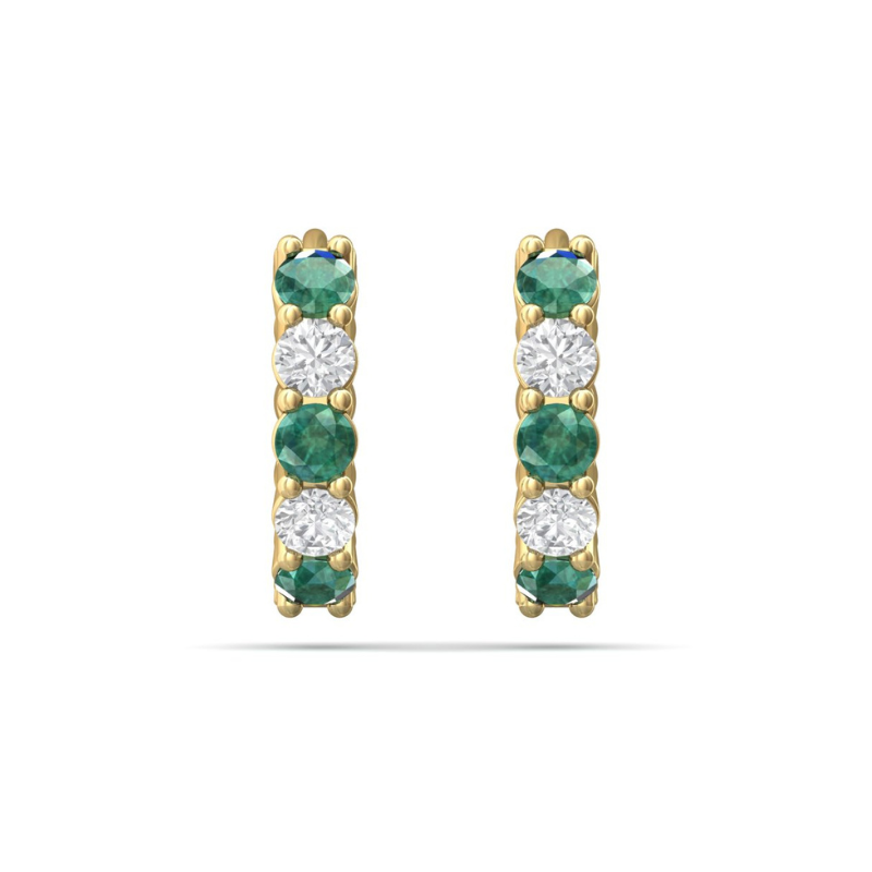 14KY Rnd Emerald .38ctw and Diamond .30ctw H-I I1 Hoop Earrings
*ESTATE*