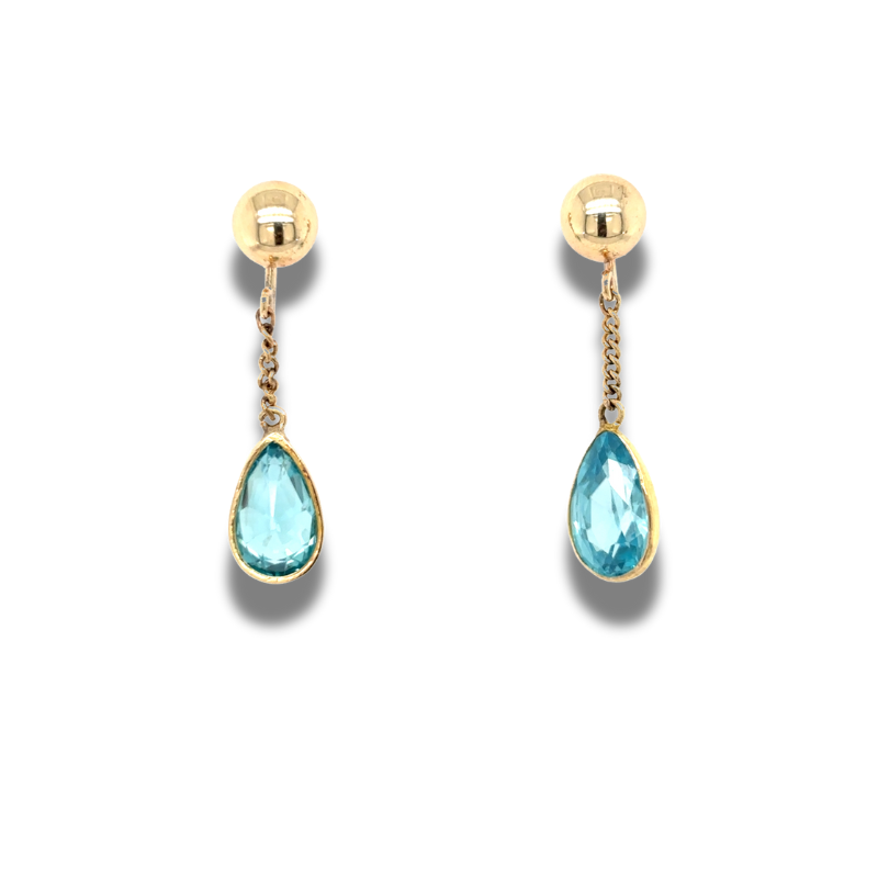 ESTATE - 14KY Pear Shapped Blue Zircon Drop Earrings
Circa 1930s