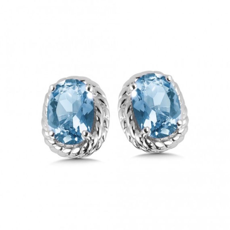 December Birthstone Blue Topaz Stud Earrings