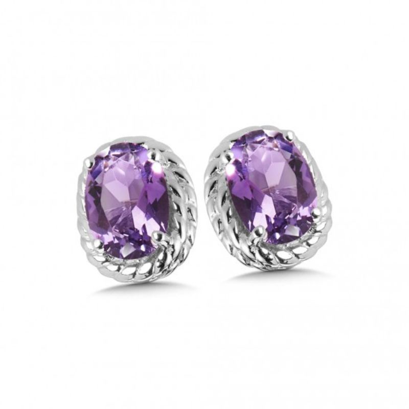 February Birthstone Amethyst Stud Earrings