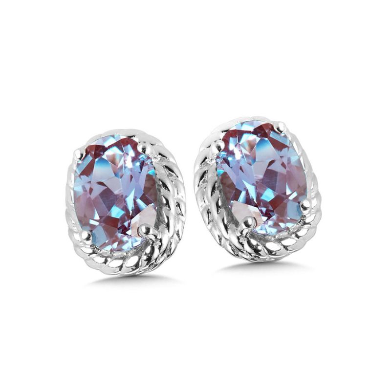 June Birthstone Created Alexandrite Stud Earrings