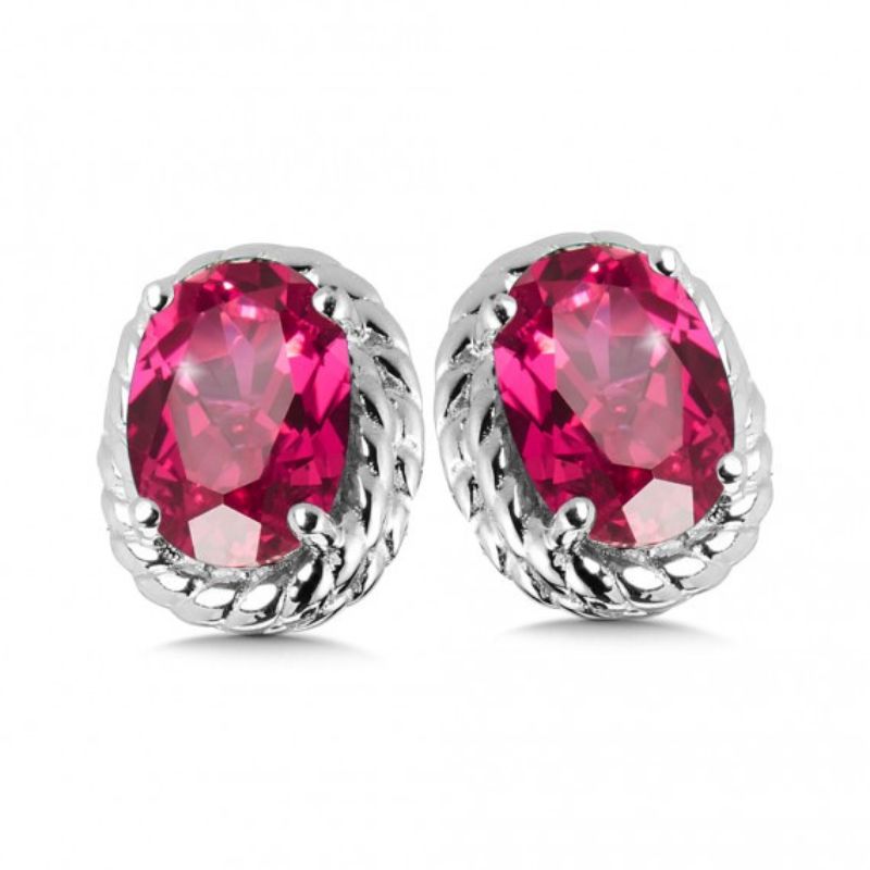 July Birthstone Created Ruby Stud Earrings