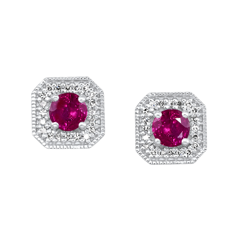 Ruby & Diamond Stud Earrings