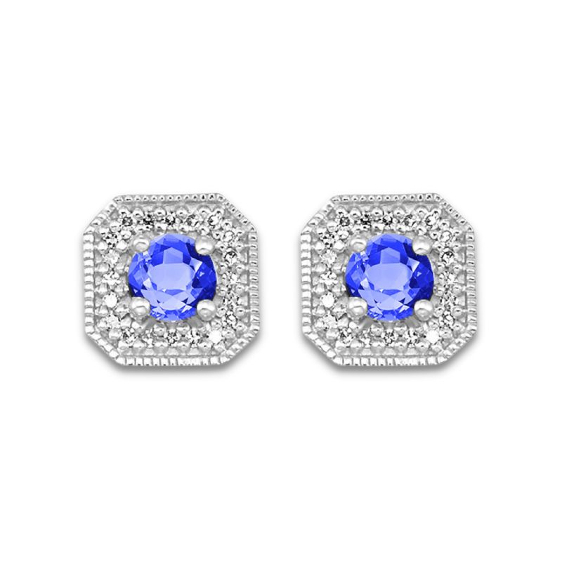 Sapphire & Diamond Stud Earrings