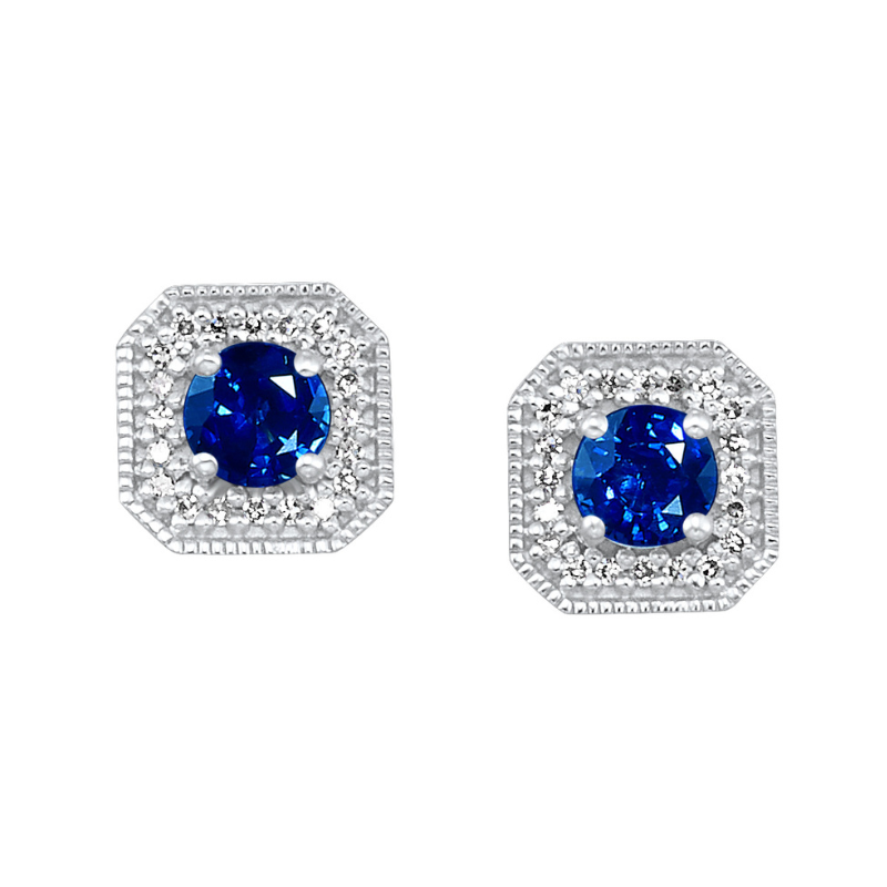 Sapphire & Diamond Stud Earrings