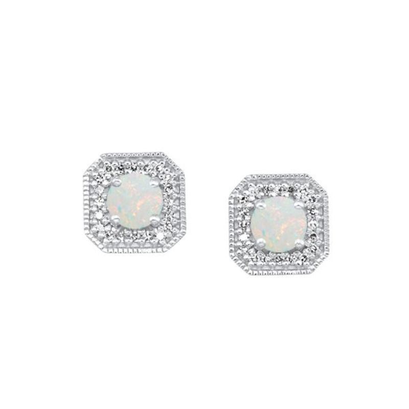 Opal Birthstone Stud Earrings