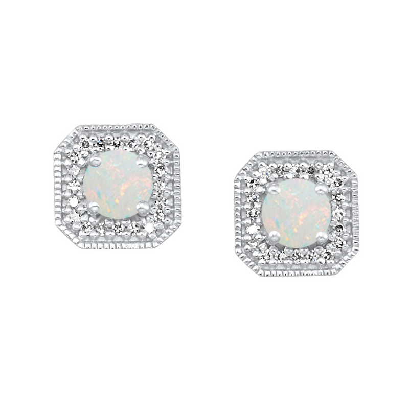 Opal Birthstone Stud Earrings