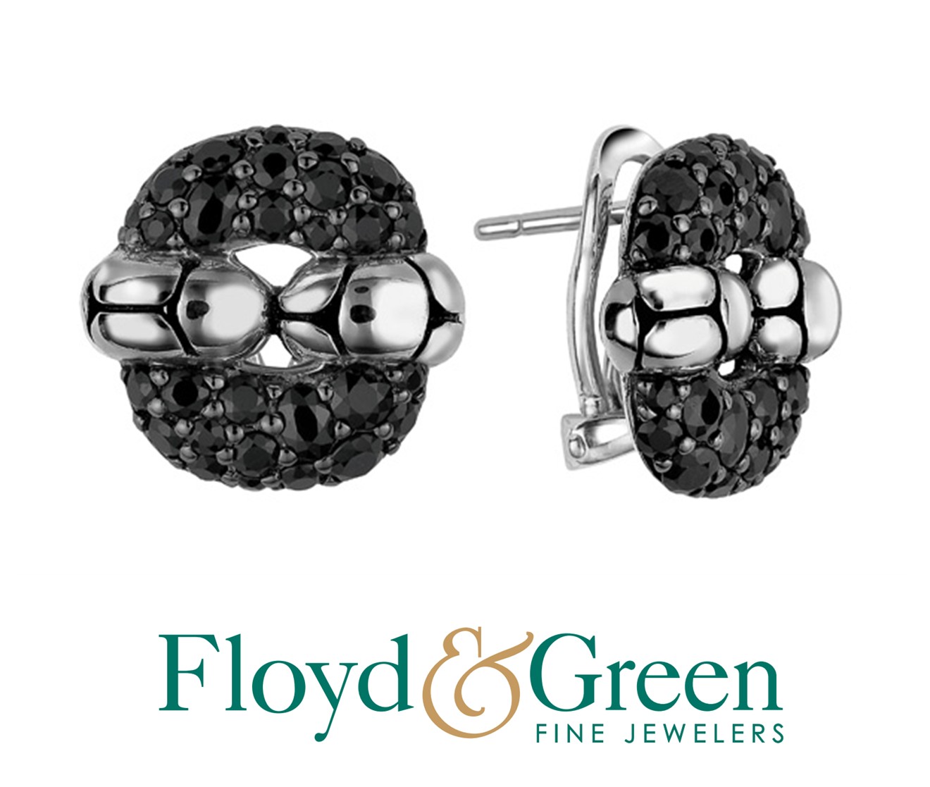 John Hardy Sterling Silver Kali Rect Blk Sapphire Earrings