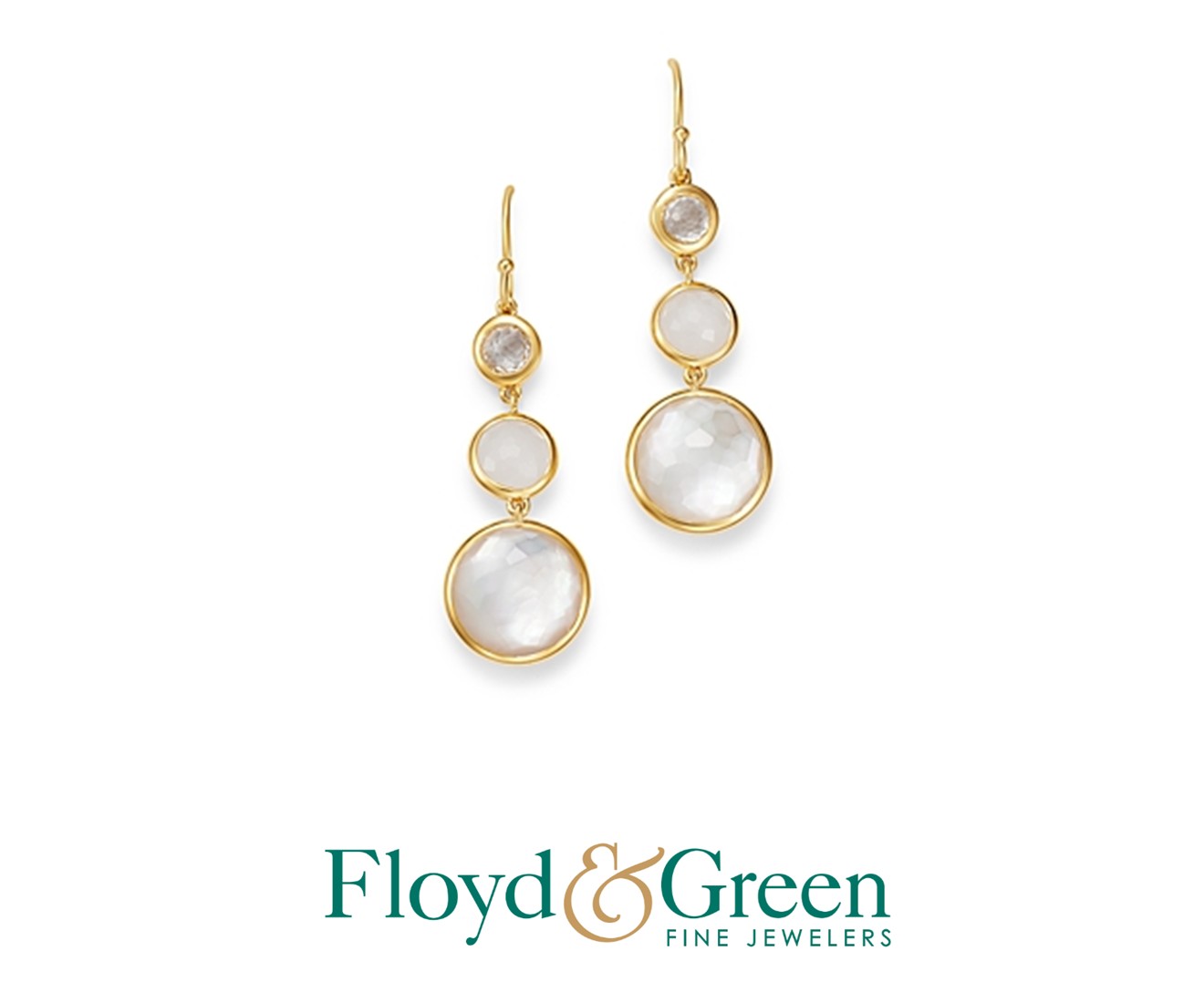 18KY Ipoolita Lollipop Clear Quartz, White Moonstone & Clear Quartz Over Mother-Of-Pearl Doublet Earrings