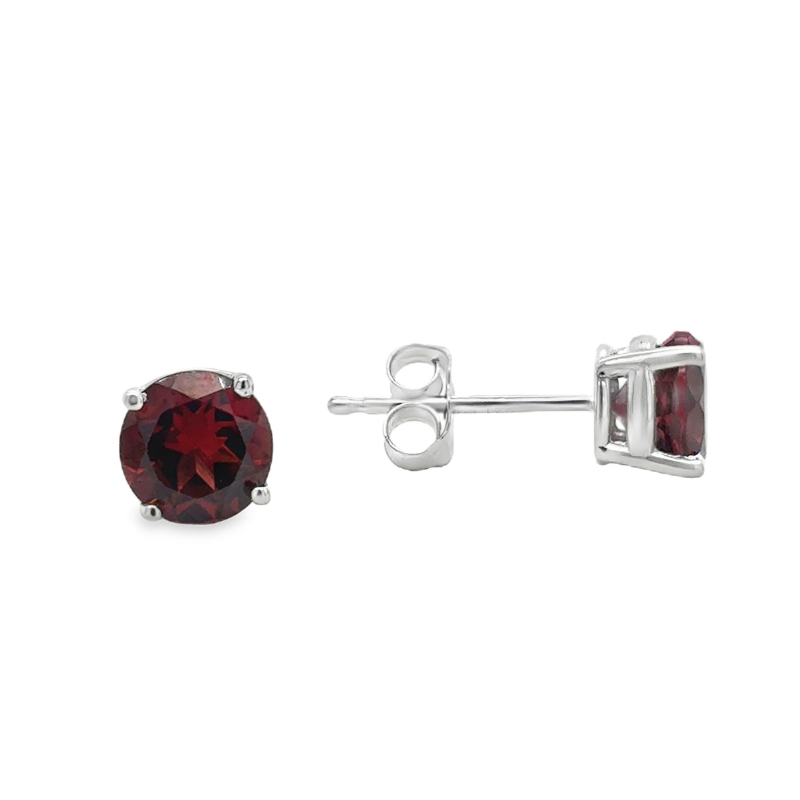 14KW Round Garnet 2.1ct Studs