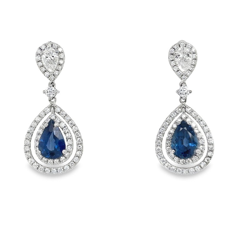Sapphire and Diamond Drop Earrings