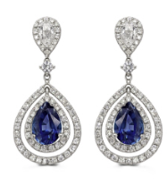 Sapphire and Diamond Hanging Earrings
