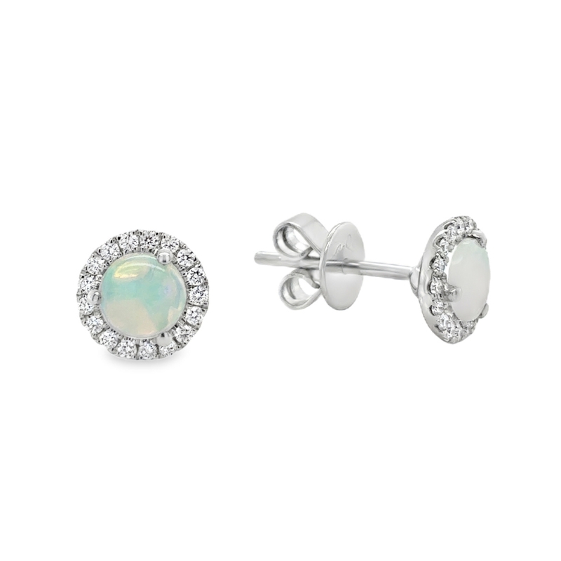 Opal and Diamond Halo Earrings