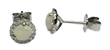 Opal and Diamond Halo Earrings