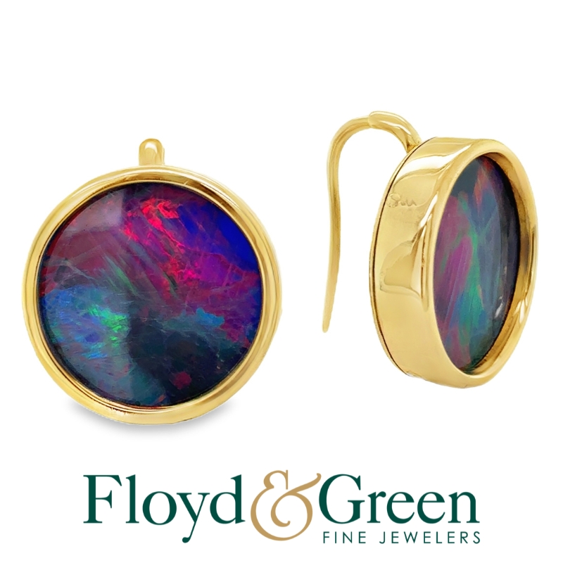 14KY Opal Doublet Earrings, 10.4g