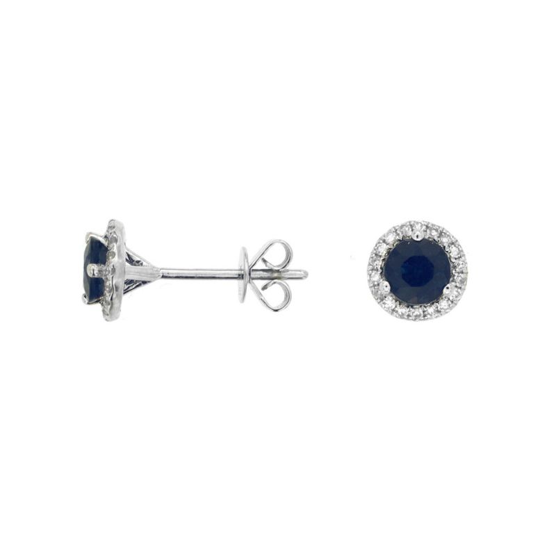 Sapphire Halo Stud Earrings