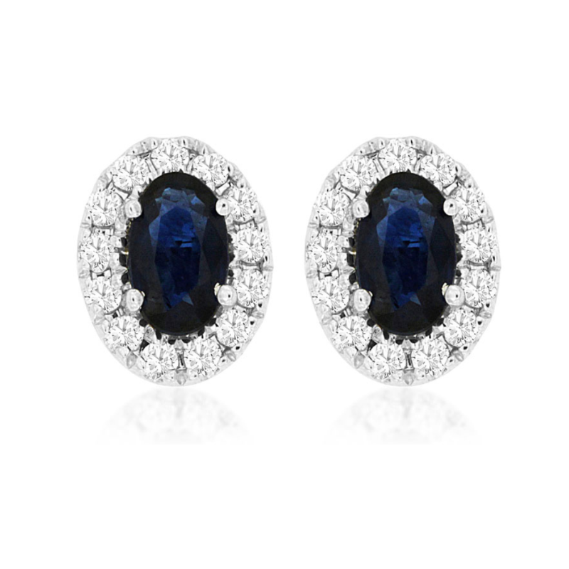 Sapphire Halo Stud Earrings