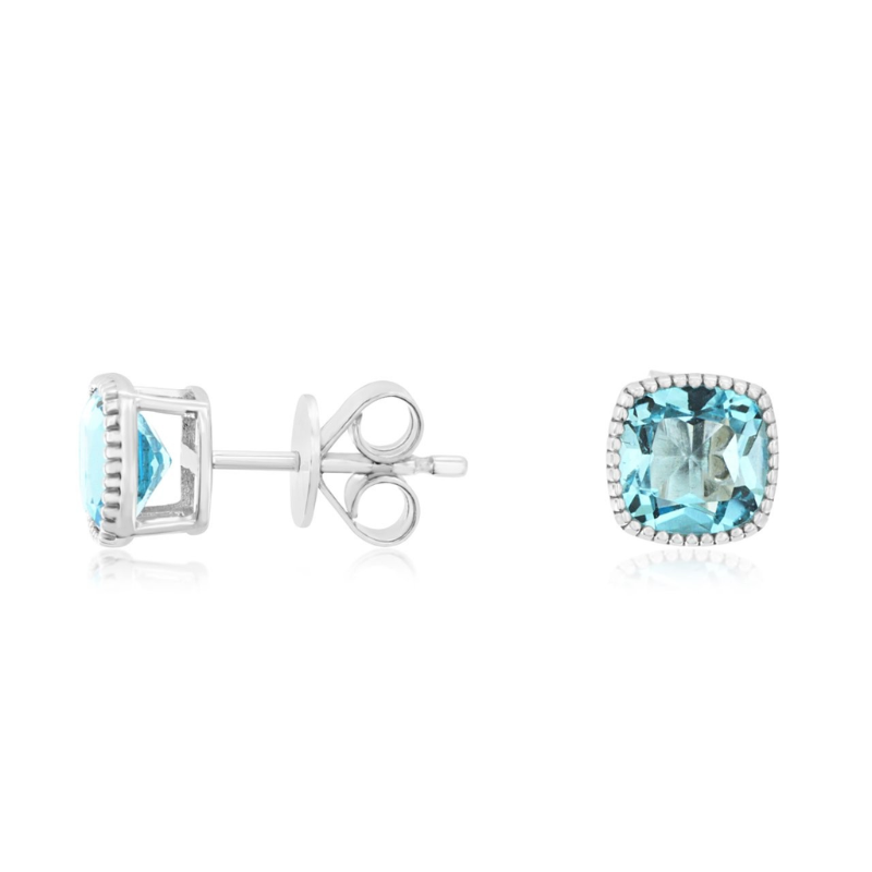 14KW blue topaz 2.2ctw stud earrings