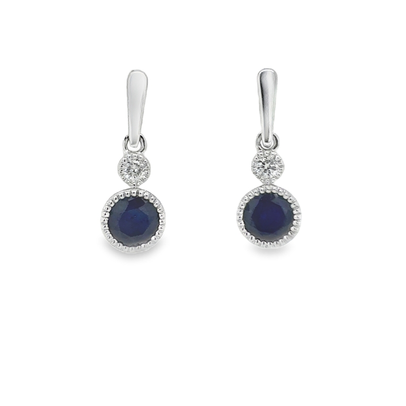 Sapphire and Diamond Drop Earrings