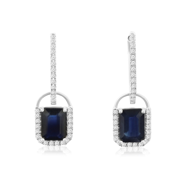 14KW 0.26ctw G-H/SI diamond and 2.18ctw sapphire drop earrings