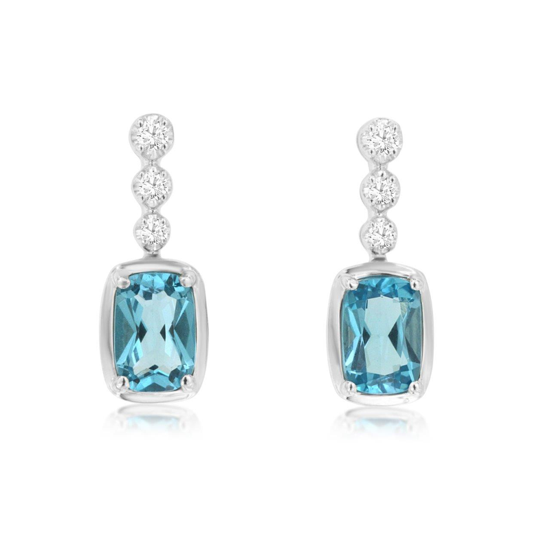 14KW 1.25ctw blue topaz and 0.1ctw G-H/SI diamond earring
