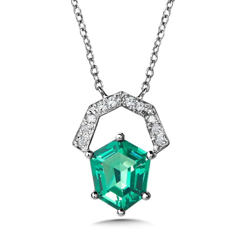 Green Quartz and Diamond Pendant