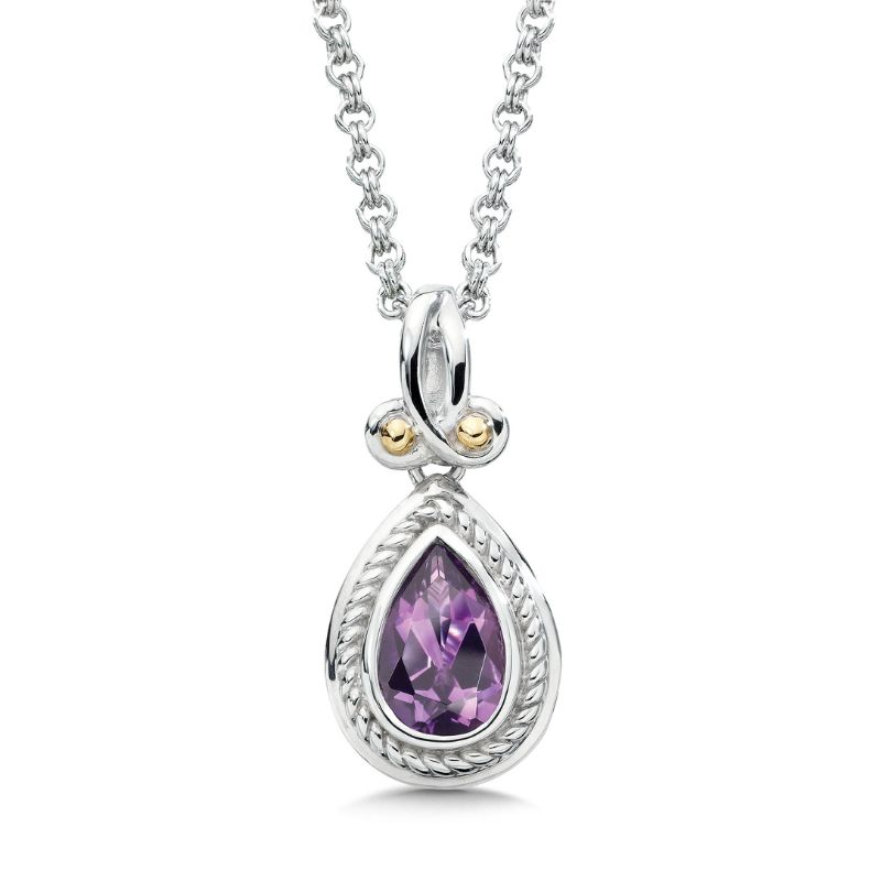 Two Tone Amethyst Pendant Necklace