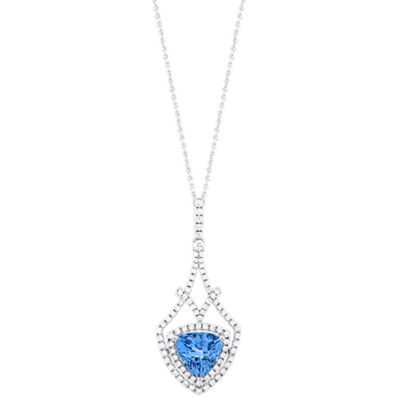Aquamarine & Diamond Pendant Necklace