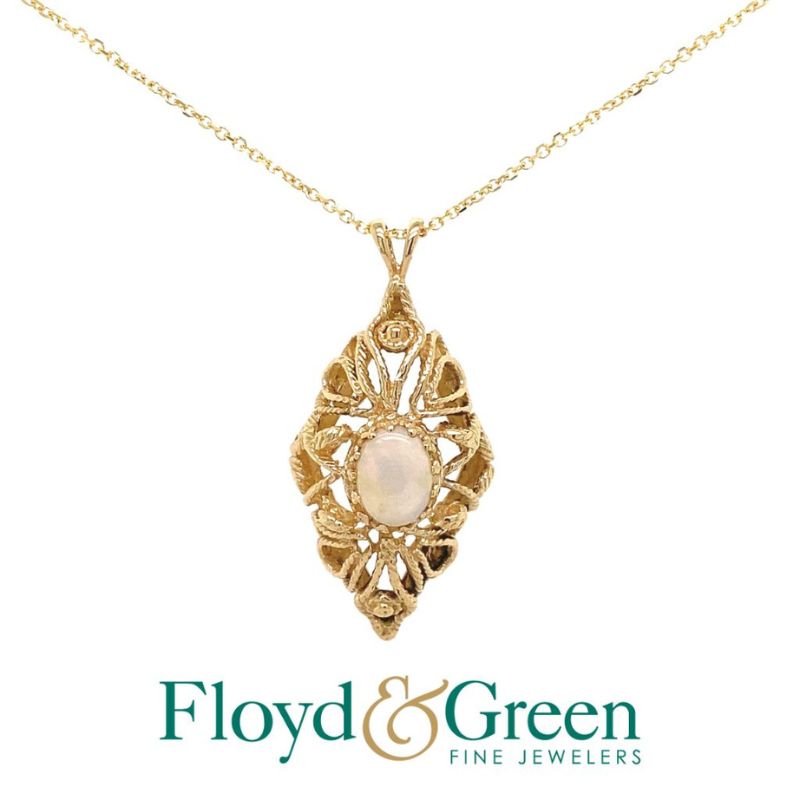 Opal Filagree Pendant Necklace