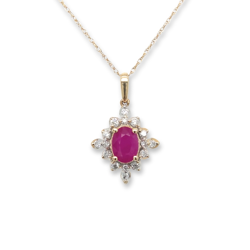 Ruby & Diamond Pendant Necklace