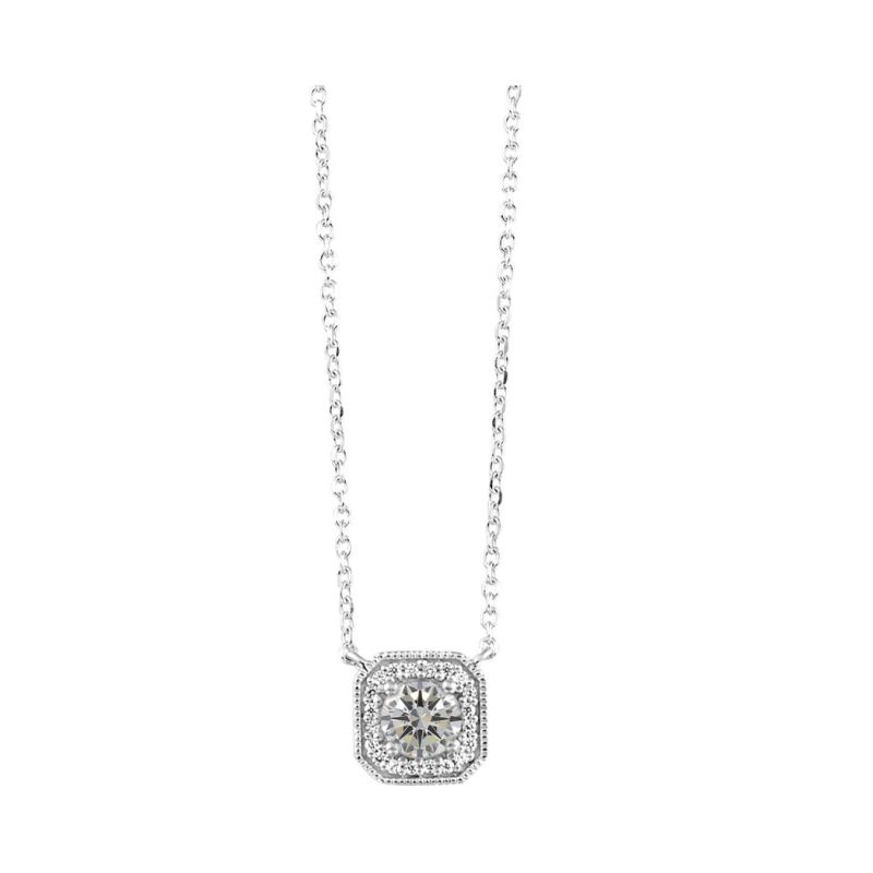 White Topaz & Diamond Pendant Necklace