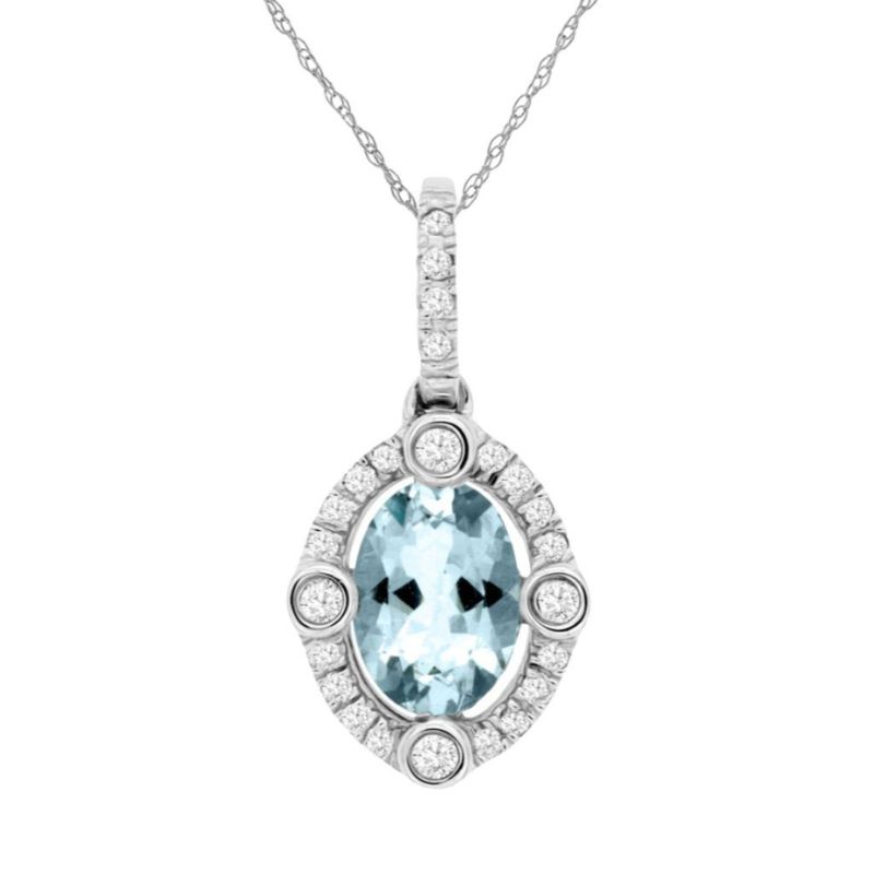 Aquamarine & Diamond Pendant Necklace