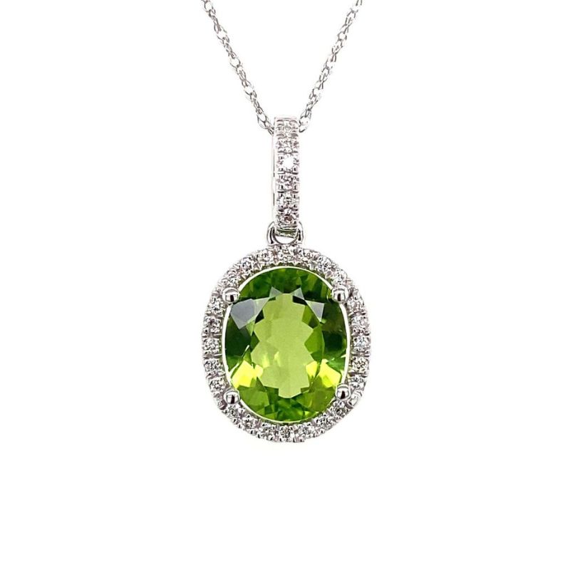 Peridot & Diamond Pendant Necklace