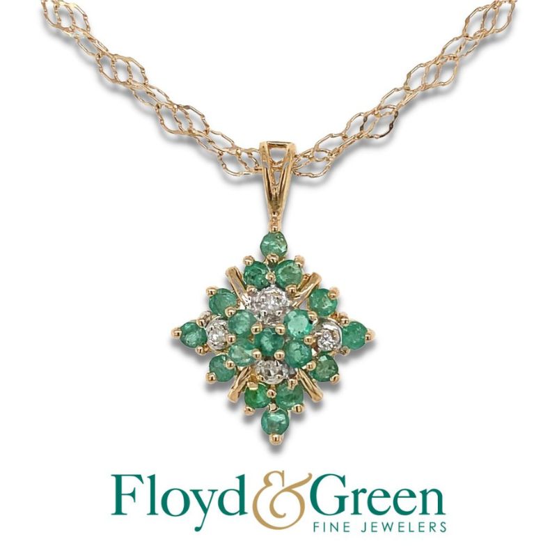 Emerald Cluster Pendant Necklace